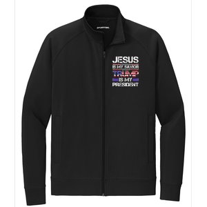 Jesus Is My Savior Trump Is My President Christian Stretch Full-Zip Cadet Jacket