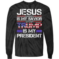 Jesus Is My Savior Trump Is My President Christian Tie-Dye Long Sleeve Shirt