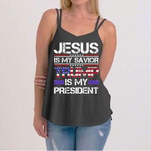 Jesus Is My Savior Trump Is My President Christian Women's Strappy Tank