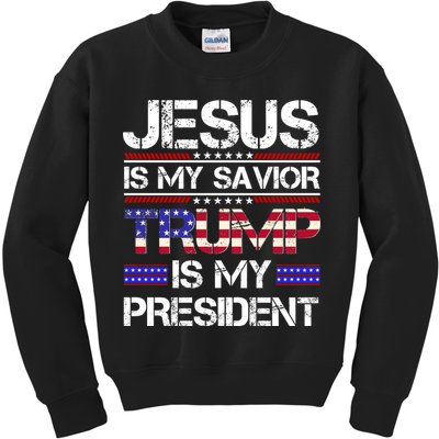 Jesus Is My Savior Trump Is My President Christian Kids Sweatshirt