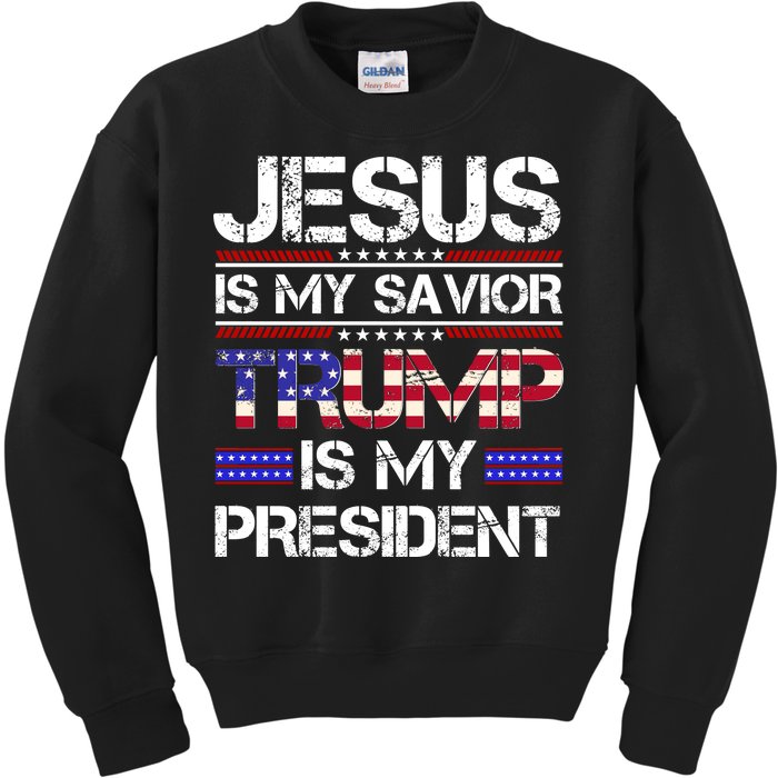 Jesus Is My Savior Trump Is My President Christian Kids Sweatshirt