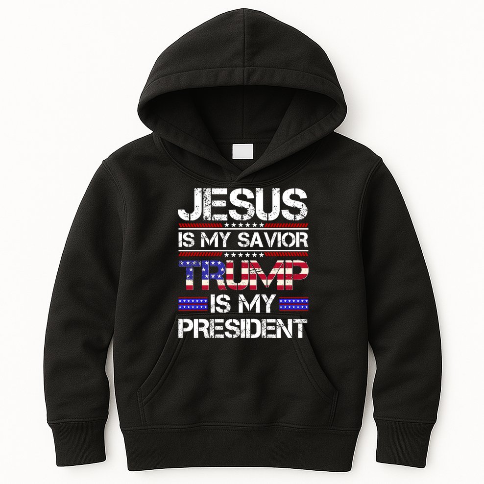 Jesus Is My Savior Trump Is My President Christian Kids Hoodie