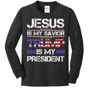 Jesus Is My Savior Trump Is My President Christian Kids Long Sleeve Shirt