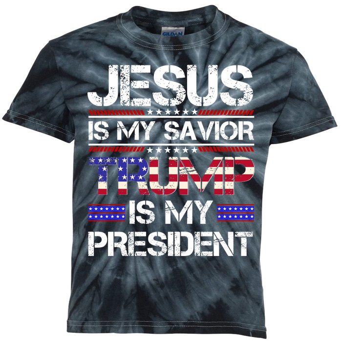 Jesus Is My Savior Trump Is My President Christian Kids Tie-Dye T-Shirt