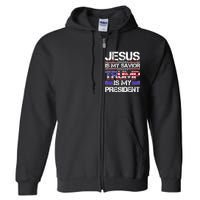 Jesus Is My Savior Trump Is My President Christian Full Zip Hoodie