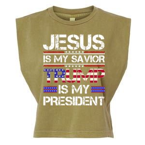 Jesus Is My Savior Trump Is My President Christian Garment-Dyed Women's Muscle Tee