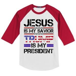 Jesus Is My Savior Trump Is My President Christian Kids Colorblock Raglan Jersey