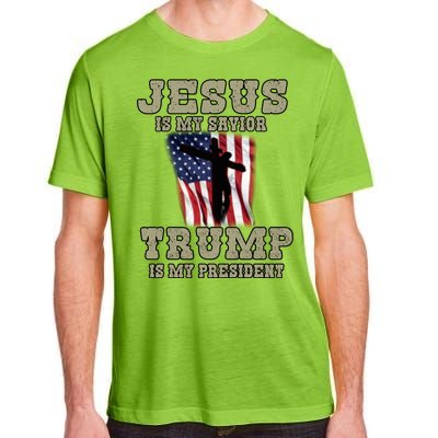 Jesus Is My Savior Trump Is My President Patriotic Flag Adult ChromaSoft Performance T-Shirt