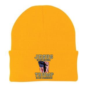 Jesus Is My Savior Trump Is My President Patriotic Flag Knit Cap Winter Beanie