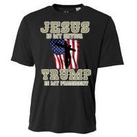 Jesus Is My Savior Trump Is My President Patriotic Flag Cooling Performance Crew T-Shirt