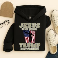Jesus Is My Savior Trump Is My President Patriotic Flag Hoodie