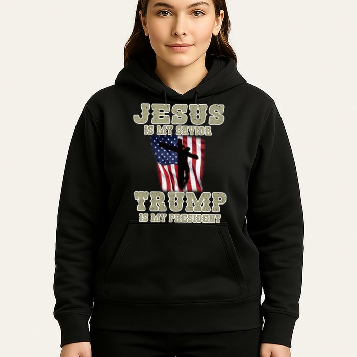 Jesus Is My Savior Trump Is My President Patriotic Flag Hoodie
