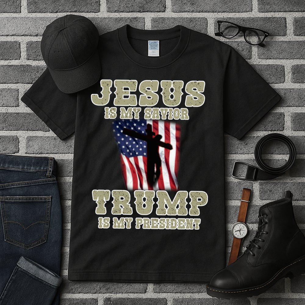 Jesus Is My Savior Trump Is My President Patriotic Flag Tall T-Shirt