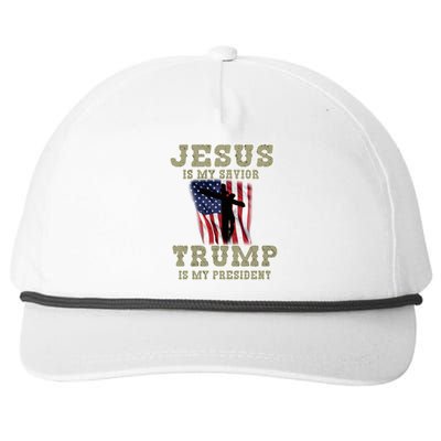 Jesus Is My Savior Trump Is My President Patriotic Flag Snapback Five-Panel Rope Hat