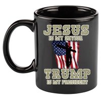 Jesus Is My Savior Trump Is My President Patriotic Flag 11oz C Handle Ceramic Mug