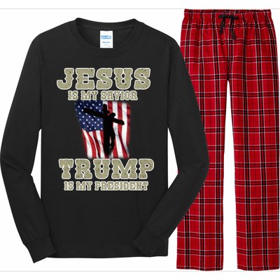 Jesus Is My Savior Trump Is My President Patriotic Flag Long Sleeve Pajama Set