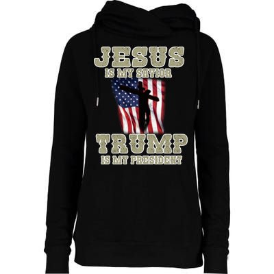 Jesus Is My Savior Trump Is My President Patriotic Flag Womens Funnel Neck Pullover Hood