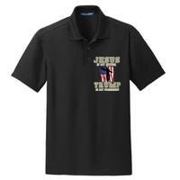 Jesus Is My Savior Trump Is My President Patriotic Flag Dry Zone Grid Polo