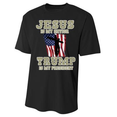 Jesus Is My Savior Trump Is My President Patriotic Flag Performance Sprint T-Shirt