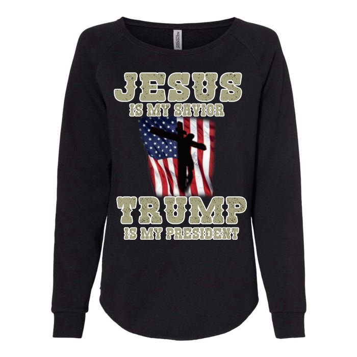 Jesus Is My Savior Trump Is My President Patriotic Flag Womens California Wash Sweatshirt