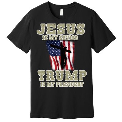 Jesus Is My Savior Trump Is My President Patriotic Flag Premium T-Shirt