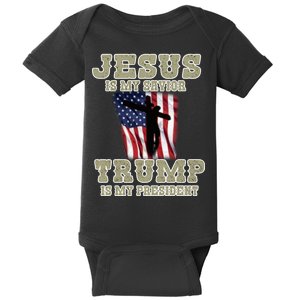 Jesus Is My Savior Trump Is My President Patriotic Flag Baby Bodysuit