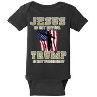 Jesus Is My Savior Trump Is My President Patriotic Flag Baby Bodysuit