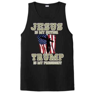 Jesus Is My Savior Trump Is My President Patriotic Flag PosiCharge Competitor Tank