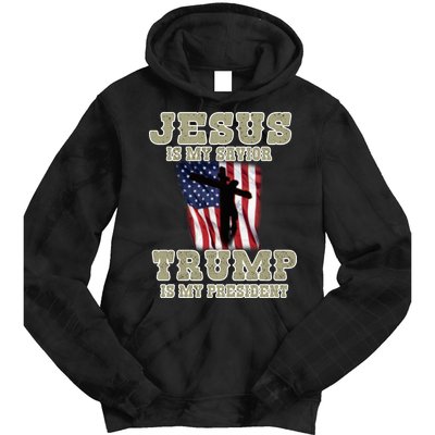 Jesus Is My Savior Trump Is My President Patriotic Flag Tie Dye Hoodie