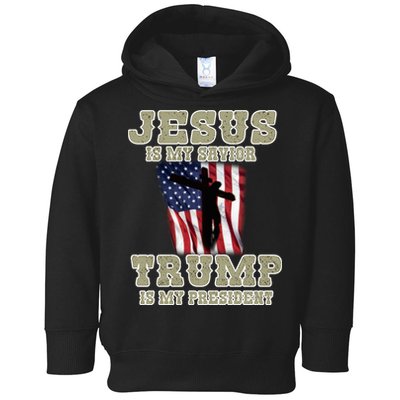 Jesus Is My Savior Trump Is My President Patriotic Flag Toddler Hoodie