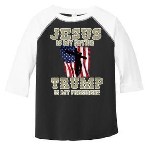 Jesus Is My Savior Trump Is My President Patriotic Flag Toddler Fine Jersey T-Shirt