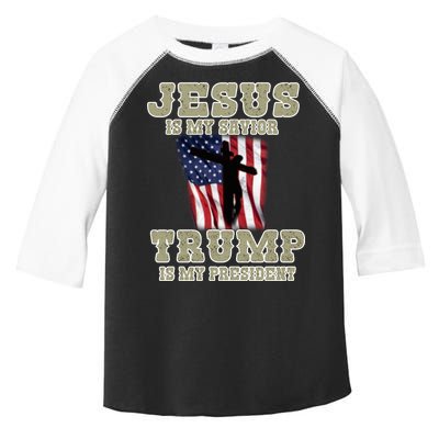 Jesus Is My Savior Trump Is My President Patriotic Flag Toddler Fine Jersey T-Shirt