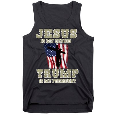 Jesus Is My Savior Trump Is My President Patriotic Flag Tank Top