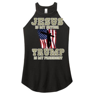 Jesus Is My Savior Trump Is My President Patriotic Flag Women's Perfect Tri Rocker Tank