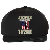 Jesus Is My Savior Trump Is My President Patriotic Flag Wool Snapback Cap