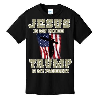 Jesus Is My Savior Trump Is My President Patriotic Flag Kids T-Shirt