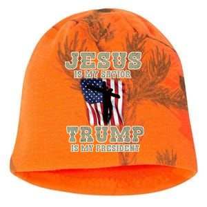 Jesus Is My Savior Trump Is My President Patriotic Flag Kati - Camo Knit Beanie