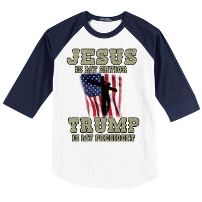 Jesus Is My Savior Trump Is My President Patriotic Flag Baseball Sleeve Shirt