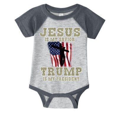 Jesus Is My Savior Trump Is My President Patriotic Flag Infant Baby Jersey Bodysuit