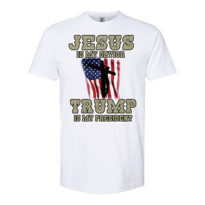 Jesus Is My Savior Trump Is My President Patriotic Flag Softstyle CVC T-Shirt