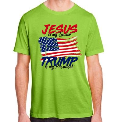 Jesus Is My Savior Trump Is My President USA Flag Adult ChromaSoft Performance T-Shirt