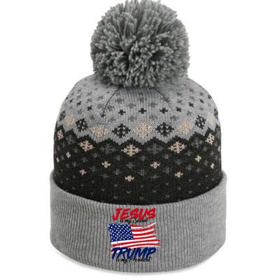 Jesus Is My Savior Trump Is My President USA Flag The Baniff Cuffed Pom Beanie