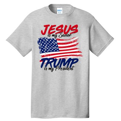 Jesus Is My Savior Trump Is My President USA Flag Tall T-Shirt