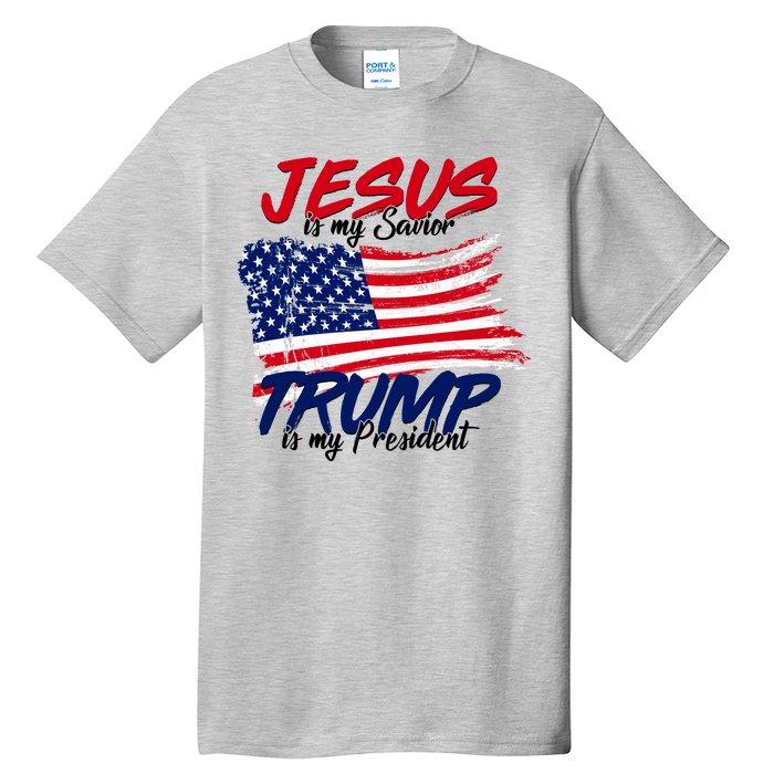 Jesus Is My Savior Trump Is My President USA Flag Tall T-Shirt