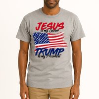 Jesus Is My Savior Trump Is My President USA Flag Tall T-Shirt