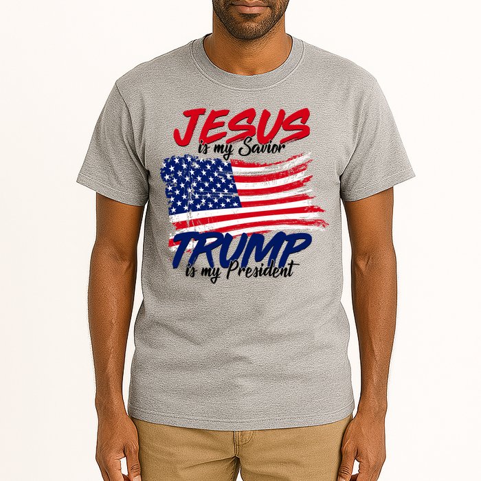Jesus Is My Savior Trump Is My President USA Flag Tall T-Shirt