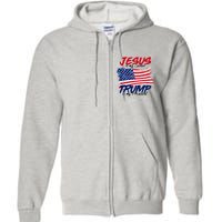 Jesus Is My Savior Trump Is My President USA Flag Full Zip Hoodie