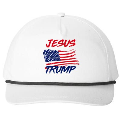 Jesus Is My Savior Trump Is My President USA Flag Snapback Five-Panel Rope Hat