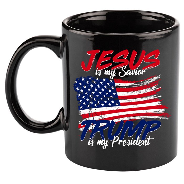 Jesus Is My Savior Trump Is My President USA Flag 11oz C Handle Ceramic Mug