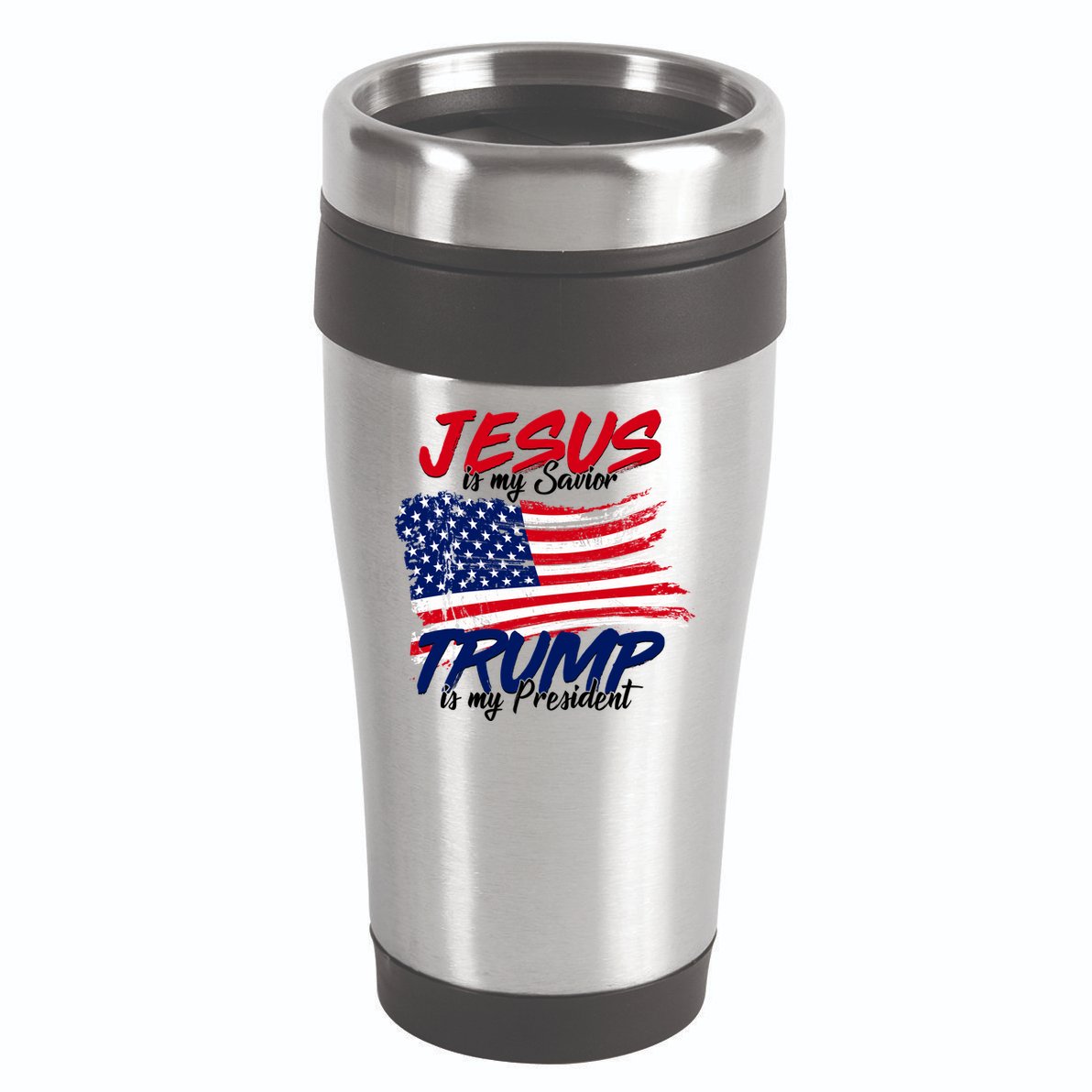 Jesus Is My Savior Trump Is My President USA Flag 16oz Travel Tumbler